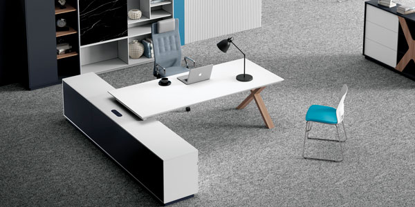 ?，斒宿k公家具|簡格系列現(xiàn)代板式班臺書柜組合展廳實(shí)景展示